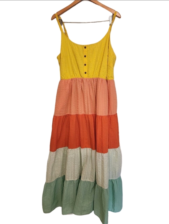 torrid Dresses & Skirts - Torrid Seersucker Tiered Colorblock Maxi Dress Sunset Pastel Sorbet SZ: 1/1X